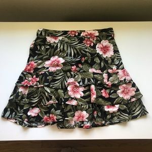 Floral Flowy Ruffled Skirt